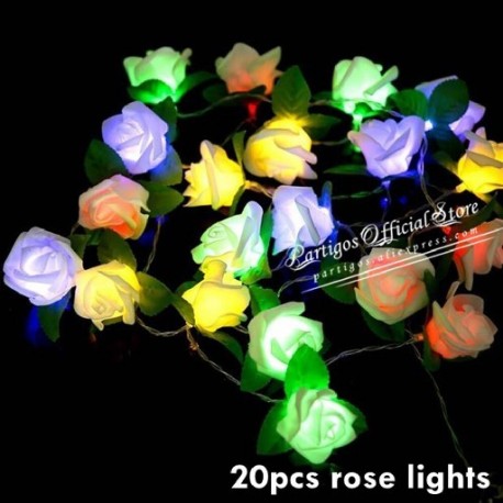 Szín: vegyes - 10/20db LED Rózsa lámpa Hab Rózsa Tündér Fényfüzér Esküvői Valentin napi csokor Party Garland Decor