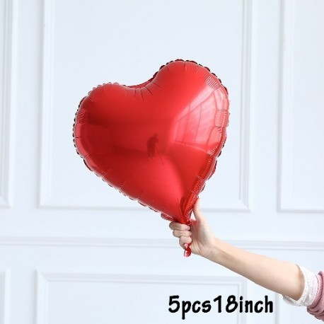Szín: 5db piros szív - Szerelem Szív Medve Fólia Léggömbök Évforduló Valentin Napi Party Kellékek Menyasszonyi