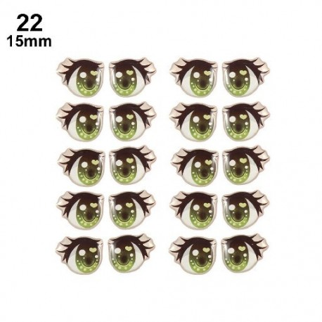 Szín: 22 - 10 pár hosszú szempilla aranyos szerelmes rajzfilm Szemmatricák Anime figura baba szemragasztó agyag matricák