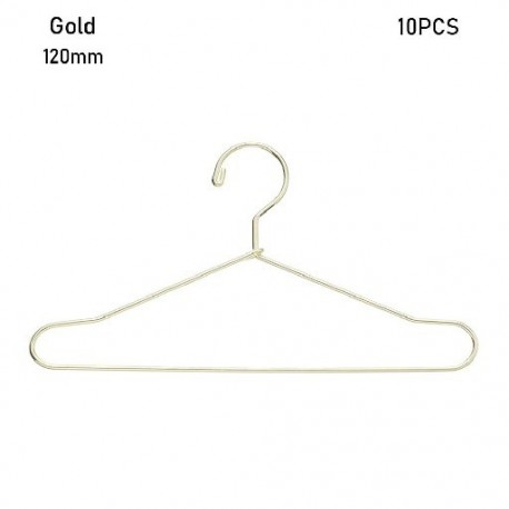 Szín: arany-120-10db - 10db aranyos mini vállfák fém baba ruha ruha állvány szervező baba ruha miniatűr vállfák