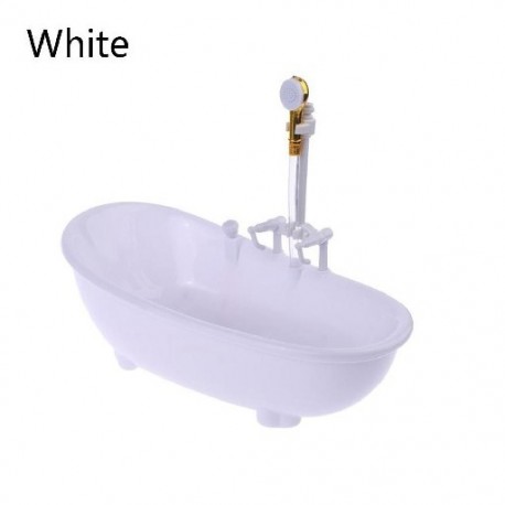 Fehér szín - Babaház Bútorok Vízpermetezés Gyerekek Fürdőjátékok Miniatűrök Elektromos fürdőkád Babatartozékok