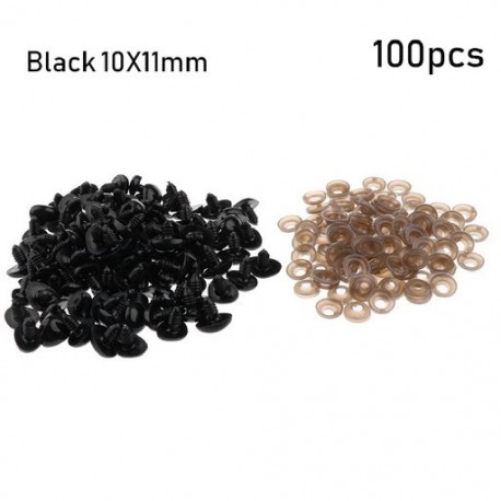 Fekete szín - 100db Crafts műanyag háromszög orrok babákhoz Játékok medvéhez gombokhoz Játék medve orr barkácsolás