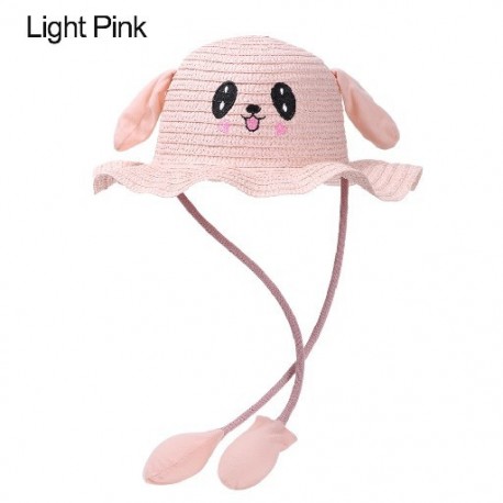 Szín: világos rózsaszín - Nyári széles karimájú vödörsapka Mozgó fülek Szalmakalapok Strandkalap Halászsapka