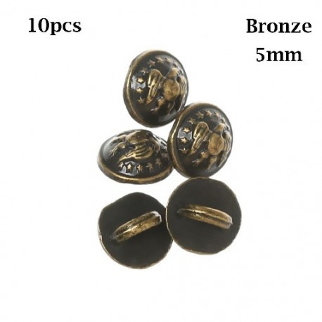 Szín: bronz-10db 5mm - 5/10db minigombos csat barkácsolás babakabátok ruhák fém csat minta díszítő csatok 1/6 babaruha