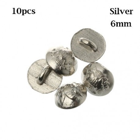 Szín: ezüst-10db 6mm - 5/10db minigombos csat barkácsolás babakabátok ruhák fém csat minta díszítő csatok 1/6 babaruha