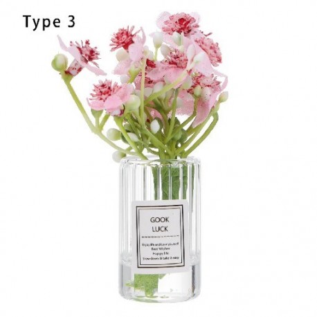 Szín: 3-as típus - Ajándékjátékok Bútor Üvegpalack Miniatűr Modell Rózsaszín Rózsa Babaház Virág Váza Fehér