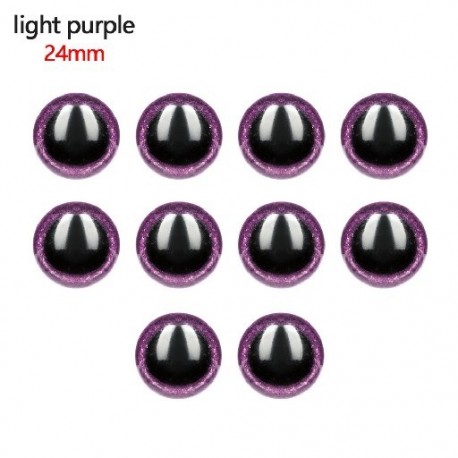 Szín: világos lila - 10db 16/18/20/22/24mm műanyag csillogó babaszemek kerek biztonsági szemek csillogó babák szemgolyók