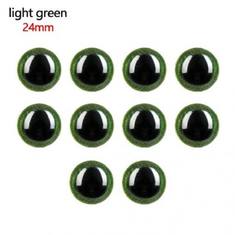 Szín: világos zöld - 10db 16/18/20/22/24mm műanyag csillogó babaszemek kerek biztonsági szemek csillogó babák
