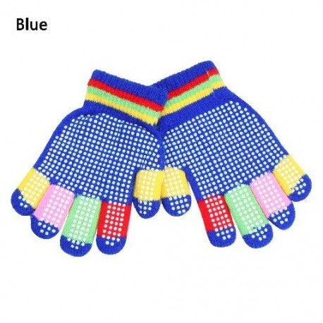 Szín: kék - Vastagító meleg gyermekkellékek gyerekeknek Csúszásgátló kötött kesztyűk Téli kesztyű teljes ujjú