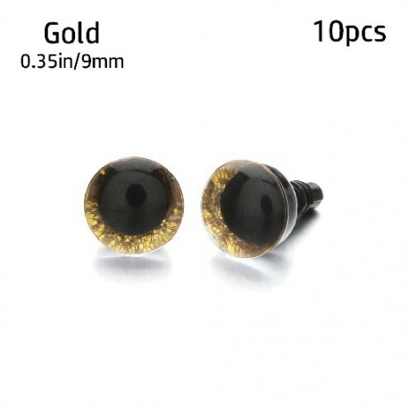 Szín: arany - 10db 9/12/14/16mm 8 szín Műanyag Biztonság Csillogó Kristály Szem Kézművesség Medve Állatbabák Bábok