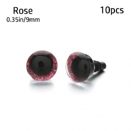 Szín: Rózsa - 10db 9/12/14/16mm 8 szín Műanyag Biztonság Csillogó Kristály Szem Kézművesség Medve Állatbabák Bábok