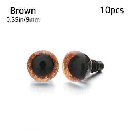 Szín: Barna - 10db 9/12/14/16mm 8 szín Műanyag Biztonság Csillogó Kristály Szem Kézműves Medve Állatbabák Bábok