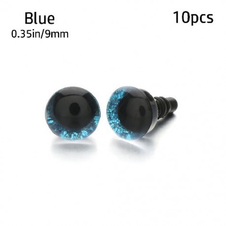 Szín: kék - 10db 9/12/14/16mm 8 szín Műanyag Biztonság Csillogó Kristály Szem Kézműves Medve Állatbabák Bábok