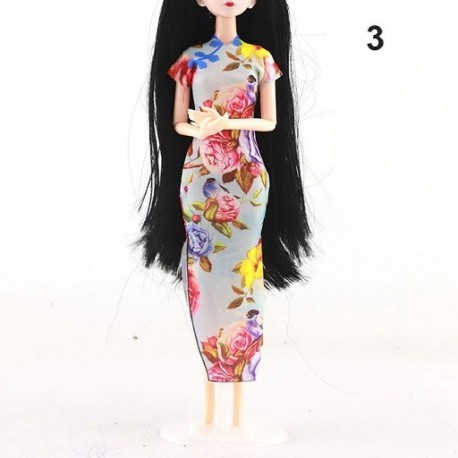 Szín: 3 - Kézzel készített 30 cm-es baba kiegészítők Egyedi ruha ruhák hagyományos kínai ruhákhoz Cheongsam stílusú