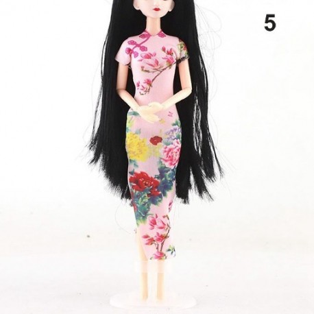 Szín: 5 - Kézzel készített 30 cm-es baba kiegészítők Egyedi ruha ruhák hagyományos kínai ruhákhoz Cheongsam stílusú