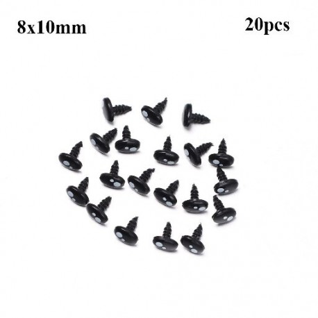 Szín: 8x10mm - 20db 9-16mm fekete barkácsjátékok gyerekeknek Biztonsági szemek plüss baba kiegészítők fehér medve