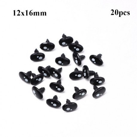Szín: 12x16mm - 20db 9-16mm fekete barkácsjátékok gyerekeknek Biztonsági szemek plüss baba kiegészítők fehér medve