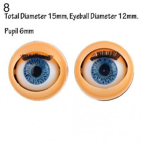 Szín: 8 - Doll Activity Eyes Doll Eye Kiegészítők szempillákkal Doll Rolling Eyeballs Simulation Active Eyeball DIY Doll