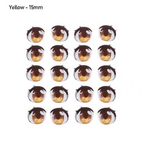 Szín: sárga - 15 mm - Matricák Sárga/Rózsaszín/Kék Csillagok Rajzfilm Szemmatricák Anime Figura Baba Arc Orgonaragasztó