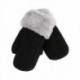 Fekete szín - 1-4 évre télen műszőrme akasztós nyak puha vastag meleg kötött ujjatlan ujjatlan gyerekek kesztyű aranyos