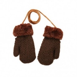 Szín: kávé - 1-4 évre télen műszőrme akasztós nyak puha vastag meleg kötött ujjatlan ujjatlan gyerekek kesztyű