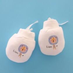 Szín: Lila Oroszlán - Téli tiszta pamut újszülött csecsemőkesztyűk karcolásgátló húzózsinóros ujjatlanok