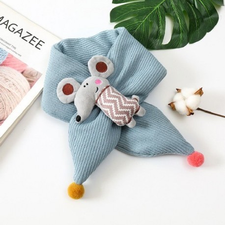 Szín: kék - Gyermek puha aranyos meleg vastagodó sál Kötött vállpántos kötött sálak Rajzfilm kendők