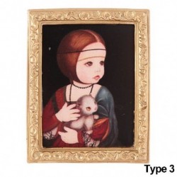 Szín: 3-as típus - 1:12 Méret Mini Bútor Gyerek Játékok Retro keret Babák Kiegészítők Babaház Olajfestmény Miniatűr