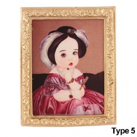 Szín: 5-ös típus - 1:12 Méret Mini Bútor Gyerek Játékok Retro keret Babák Kiegészítők Babaház Olajfestmény