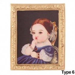 Szín: 6-os típus - 1:12 Méret Mini Bútor Gyerek Játékok Retro keret Babák Kiegészítők Babaház Olajfestmény Miniatűr