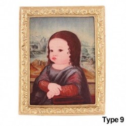 Szín: 9-es típus - 1:12 Méret Mini Bútor Gyerek Játékok Retro keret Babák Kiegészítők Babaház Olajfestmény Miniatűr