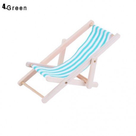 Szín: zöld - Lakberendezés Nappali Kiegészítők Napozó játékbaba Miniatűr bútor Összecsukható csíkos fedélzet