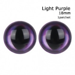 Szín: világos lila - 1 pár Magic Color DIY babajáték macskaszemek szempillákkal kitömött állatkellékek 3D szemek