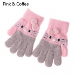 Szín: rózsaszín kávé - Fiúk Lányok Puha 3-10 éves korig Télen Meleg ujjas ujjatlan ujjak Gyerekkesztyűk Kötött