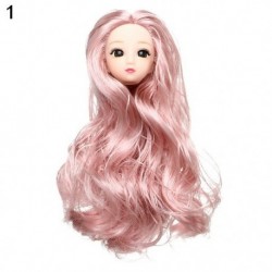 Szín: 1 - 1/6 BJD babafej aranybarna fekete hosszú hajjal, 30 cm-es babaízülethez 3D szemekhez, barkácsoláshoz való