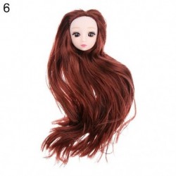 Szín: 6 - 1/6 BJD babafej aranybarna fekete hosszú hajjal, 30 cm-es babaízülethez 3D szemekhez, barkácsoláshoz való