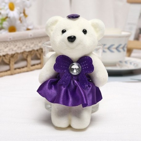 Szín: lila - 10 DB aranyos dekoráció plüss állati rajzfilm Valentin napi baba játék plüss baba kis mackó csokor medve