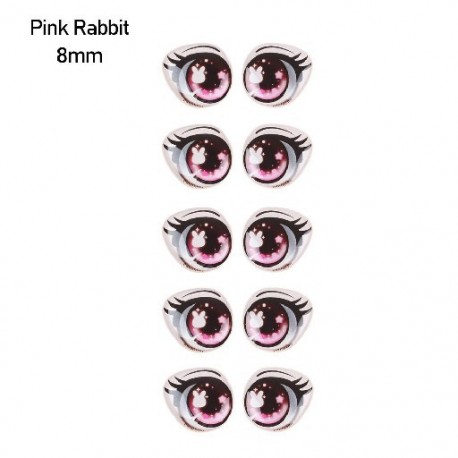 Szín: Pink Rabbit - 8mm - Matricák 8mm/10mm/12mm/15mm Hosszú szempillák Arcszerv Paster Szemforgács Papír Anime Figura