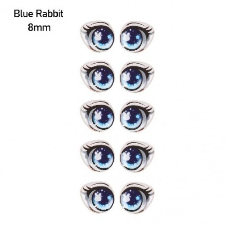 Szín: Blue Rabbit -8mm - Matricák 8mm/10mm/12mm/15mm Hosszú szempillák Arcszerv Paster Szemforgács Papír Anime Figura Baba