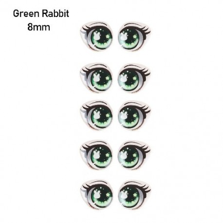 Szín: Zöld Nyúl -8mm - Matricák 8mm/10mm/12mm/15mm Hosszú szempillák Arc Szerv Paster Szemforgács Papír Anime Figura
