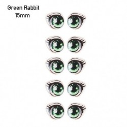 Szín: Zöld Nyúl -15mm - Matricák 8mm/10mm/12mm/15mm Hosszú szempillák Arc Szerv Paster Szemforgács Papír Anime Figura
