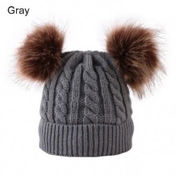 Szín: szürke - Fiúk lányok téli kötött vastag gyerek sísapka gyerek sapka Pom Pom gyapjú kalappal tipegőnek