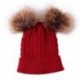 Piros szín - Fiúk lányok téli kötött vastag gyerek sísapka gyerek sapka Pom Pom kisgyermek gyapjú sapkával