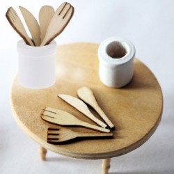 Fehér szín - 1:12 Scale Miniatures Jar Játszóház Jelenet Modell Baba Kiegészítők Mini evőpálcika ketrec Favillás