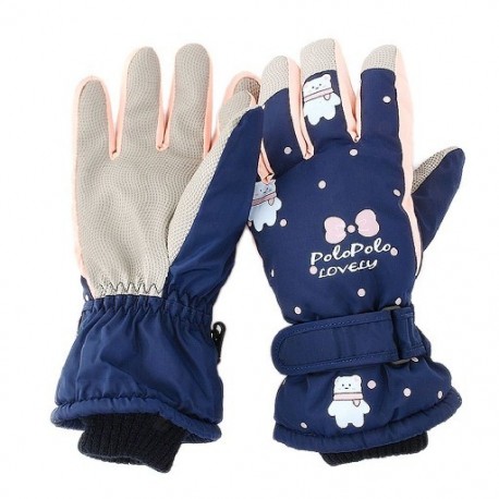 Szín: sötétkék - Kislányok Vastag, Meleg Szélálló Vízálló Gyermek Síkesztyűk Sí Szabadtéri Sportok Ujjatlanok