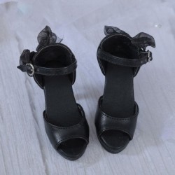 Új fekete magassarkú, 7,0*2,9 cm-es baba, játszóházi kiegészítők babahercegnős cipők 1/3 baba csizma baba szövet