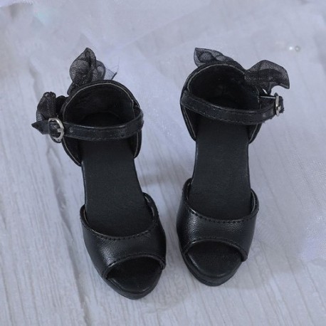 Új fekete magassarkú, 7,0*2,9 cm-es baba, játszóházi kiegészítők babahercegnős cipők 1/3 baba csizma baba szövet