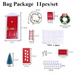 Szín: 1 - 1 készlet mini babaház fából készült miniatűr szőnyegseprű 1/6 1/12 fakoszorú fenyő Mikulás karácsonyi