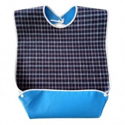 Szín: kék - Új nyáltörölköző dekoratív mintás felnőttkori szivárgásmentes étkező előke, szennyeződésmentes