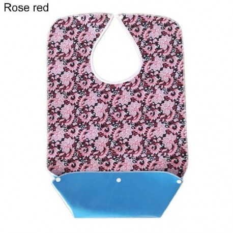 Szín: rózsa vörös - Új nyáltörölköző dekoratív mintás felnőttkori szivárgásmentes étkező előke,